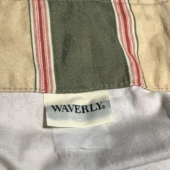 Waverly Classic Striped Balloon Valance Drapery Panel With Green & Beige Tones - Picture 3 of 3